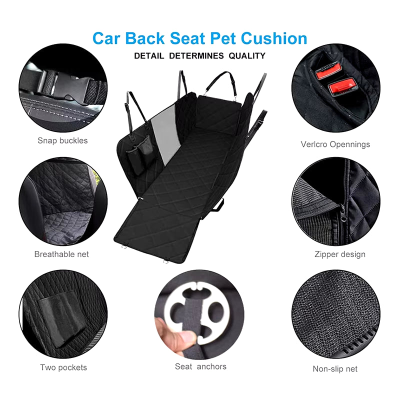 Double Zipper Car Pet Seat Pad Waterproof Dirt Resistant Suitable Multiple Models Solid Color Cars Rear Seats Cushion Size:143×153CM 